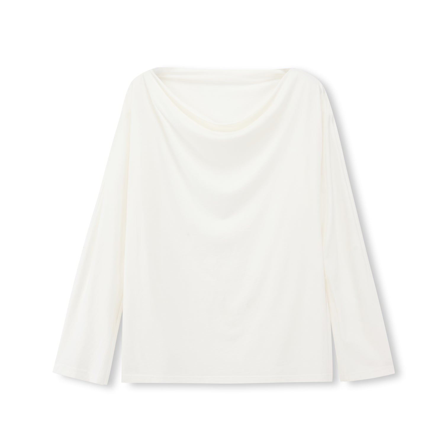 Draped Cowlneck Modal-Cotton Blend Top