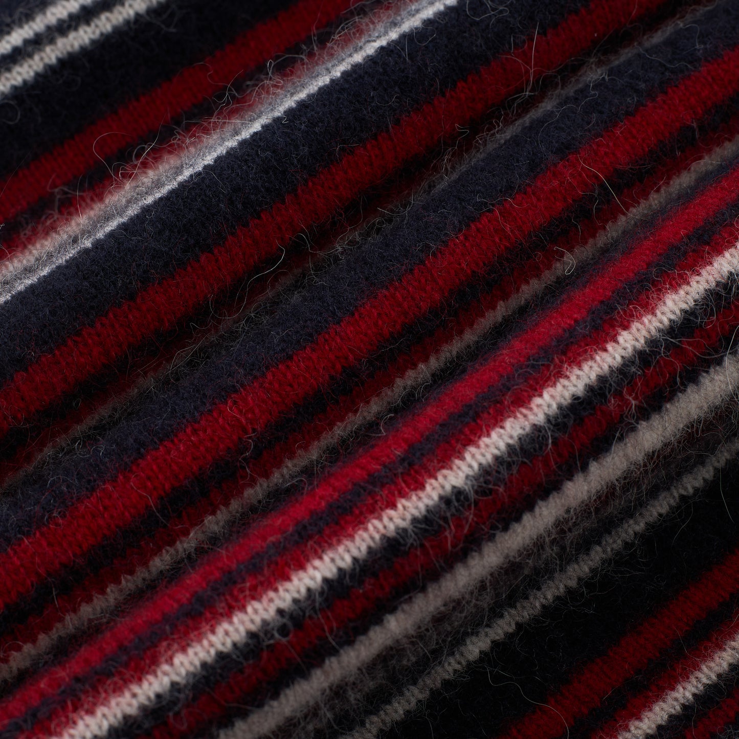 Striped Button-Front Wool-Blend Stand-Collar Cardigan