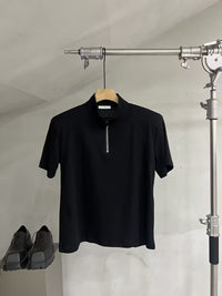Half-Zip Mock-Neck Stretch Tee