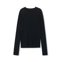 Fine-Gauge Cashmere-Silk Blend Scoopneck Knit Top