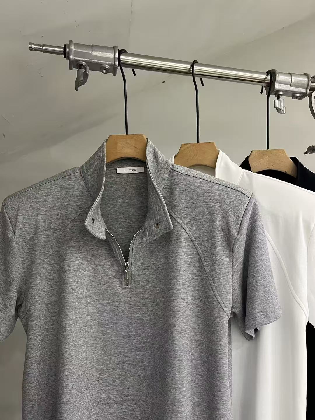 Half-Zip Mock-Neck Stretch Tee