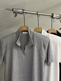 Half-Zip Mock-Neck Stretch Tee