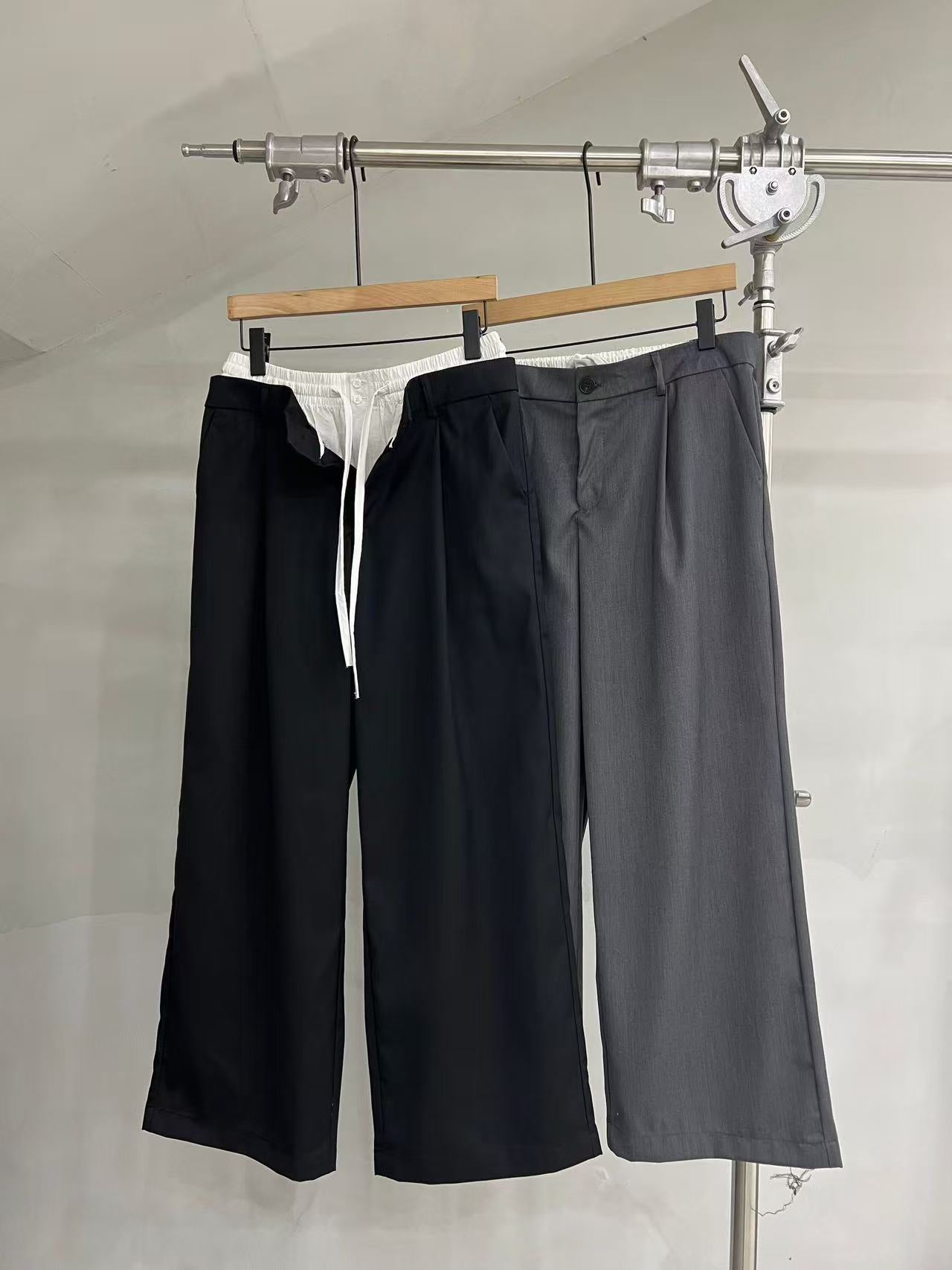 Layered-Waist Wide-Leg Trousers