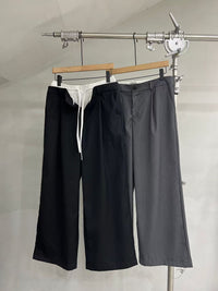 Layered-Waist Wide-Leg Trousers