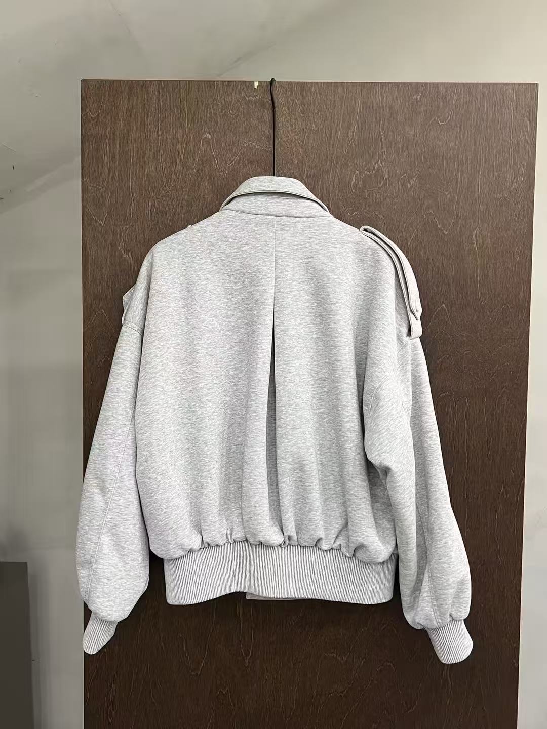 Double-Breasted Shoulder-Detail Bomber Jacket