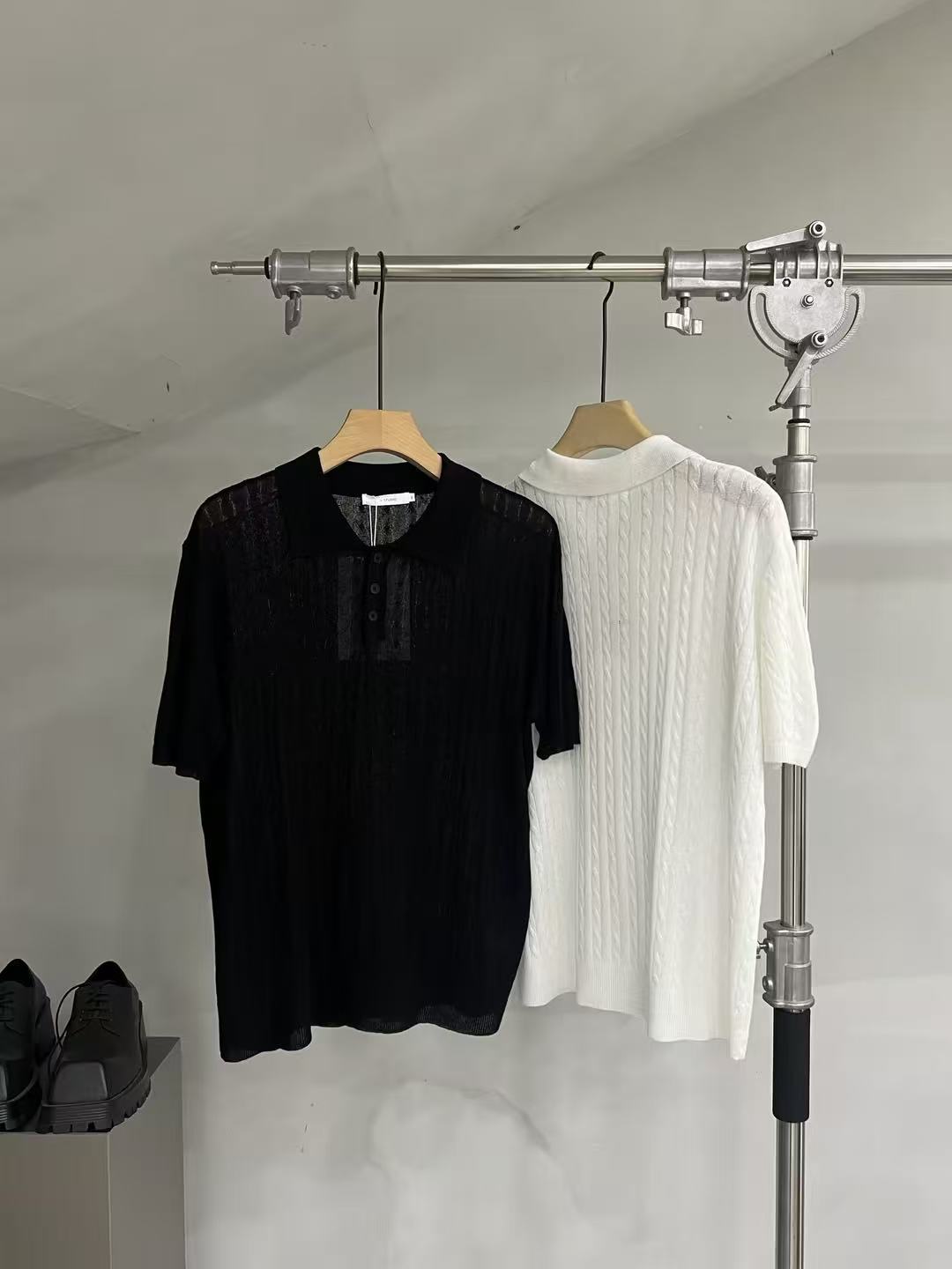 Cable-Texture Slim-Fit Knit Polo Shirt