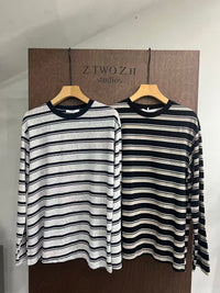 Relaxed Multi-Stripe Long-Sleeve Top