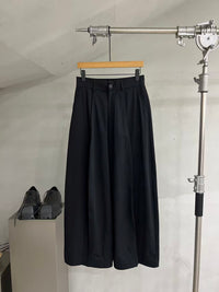 Cotton Pleated Wide-Leg Trousers