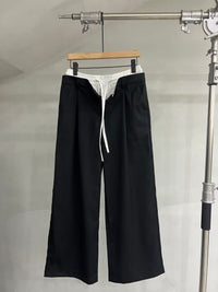 Layered-Waist Wide-Leg Trousers