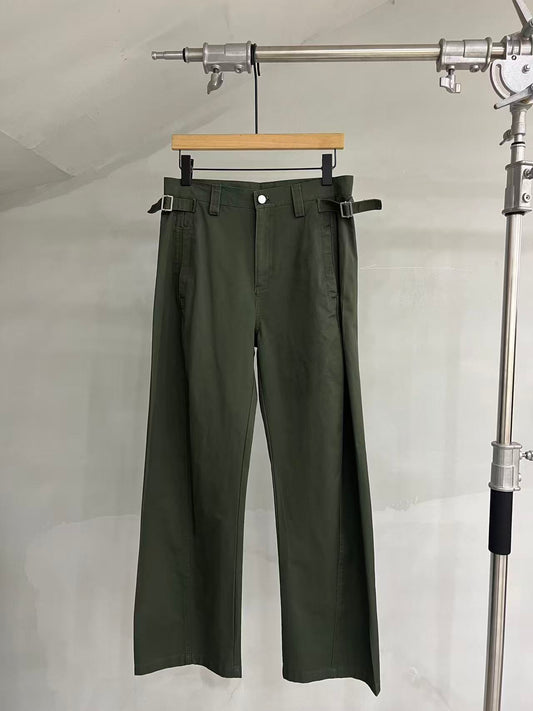 Side-Tab Wide-Leg Trousers