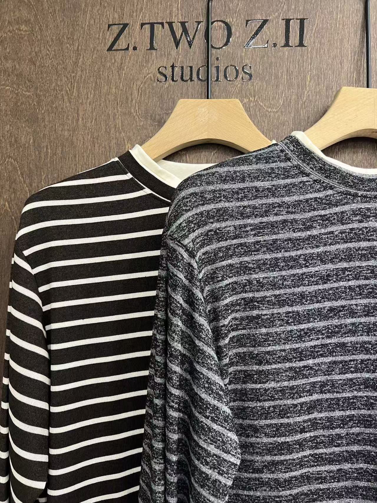 Relaxed Striped Knit Long-Sleeve Top