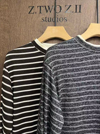Relaxed Striped Knit Long-Sleeve Top