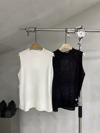Sheer Fine-Knit Sleeveless Top