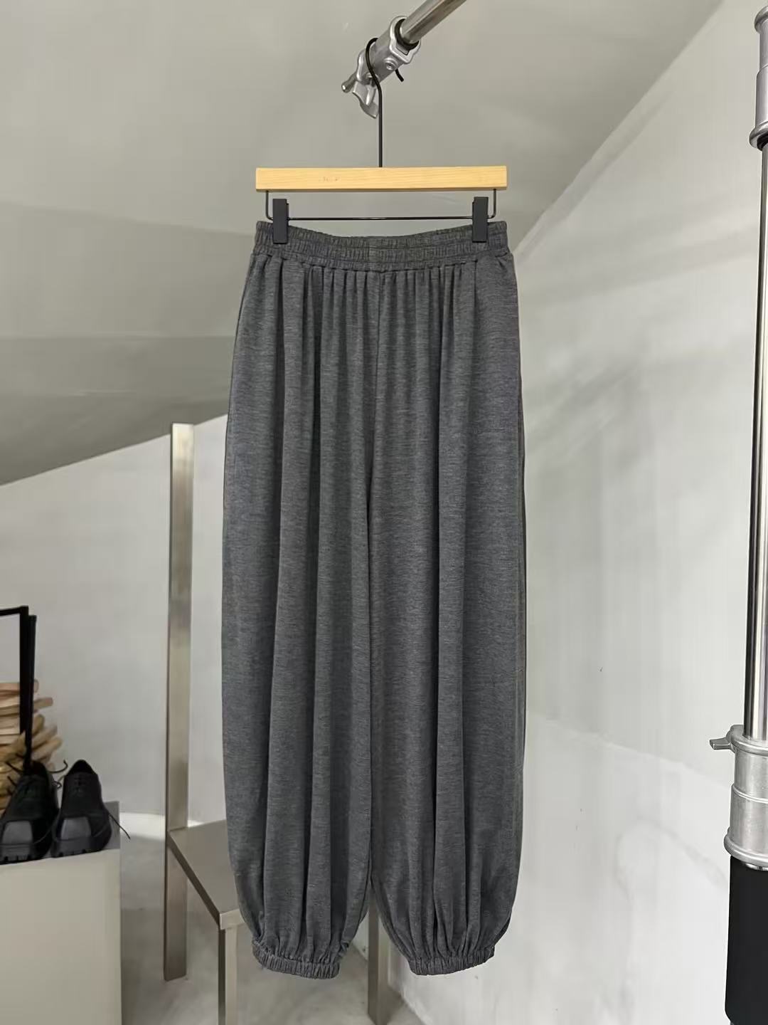 Relaxed Drape Elastic-Hem Pants