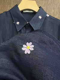 Embroidered Daisy Relaxed Shirt
