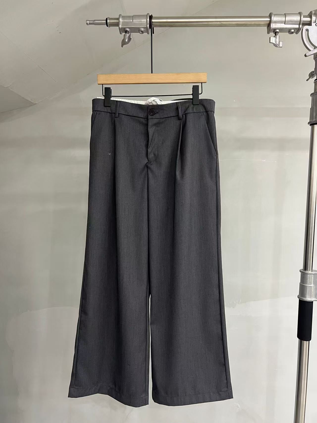 Layered-Waist Wide-Leg Trousers