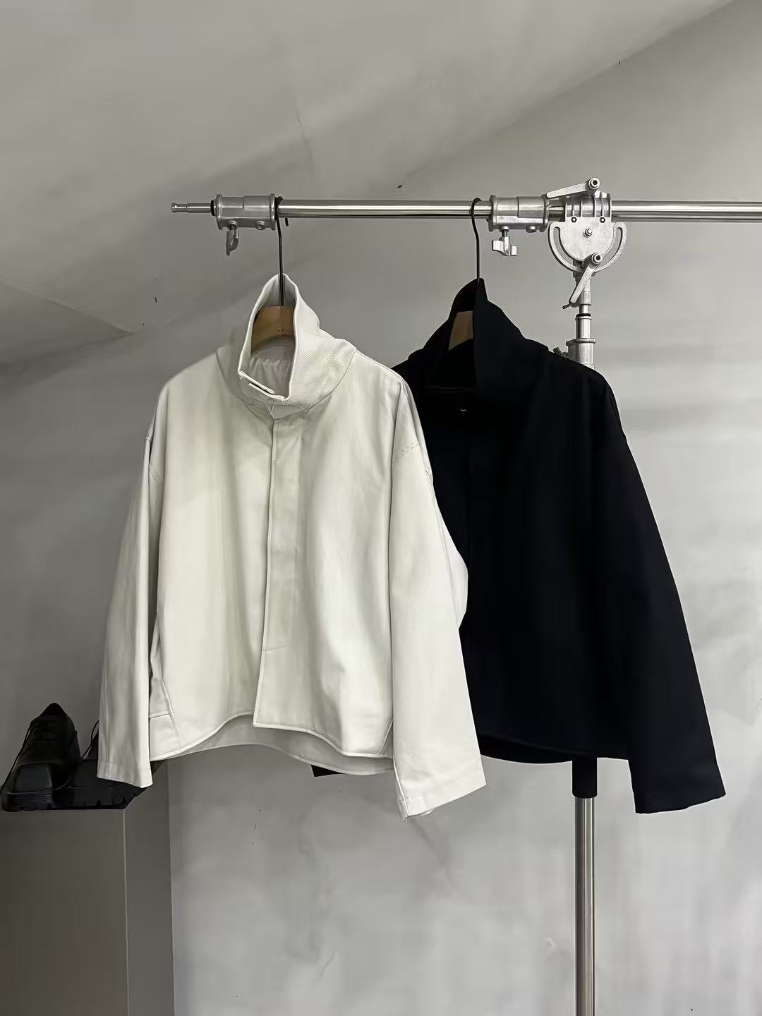Wrap-Front Stand-Collar Cotton Jacket