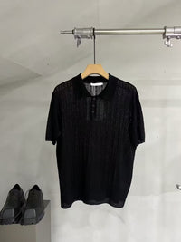 Cable-Texture Slim-Fit Knit Polo Shirt