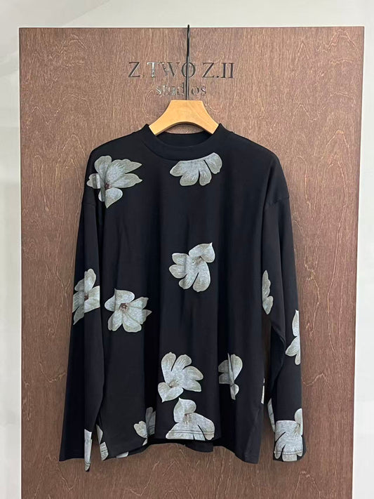 Painterly Floral Relaxed Long-Sleeve Tee