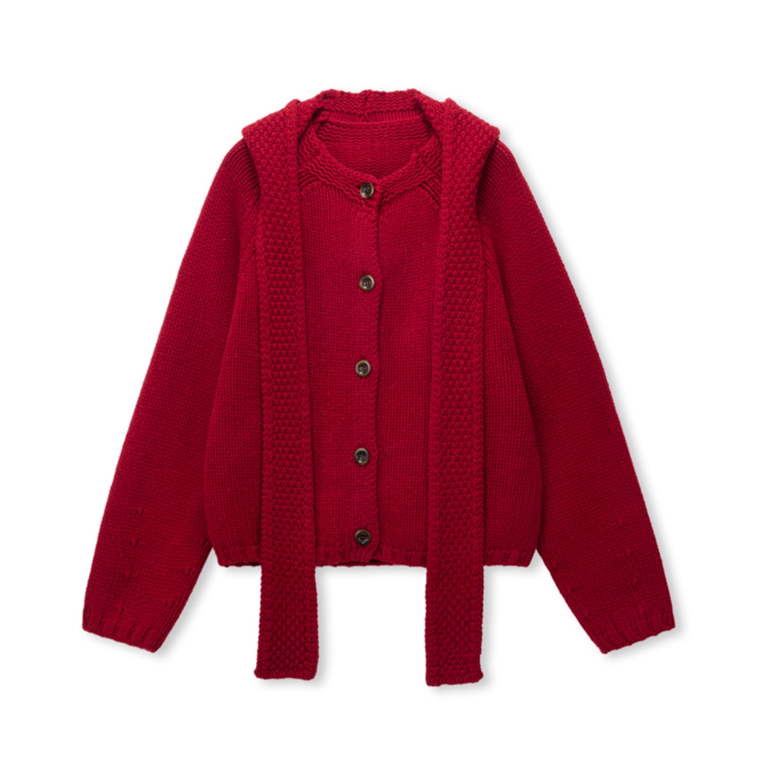 Noël Hooded Wool Scarf Cardigan