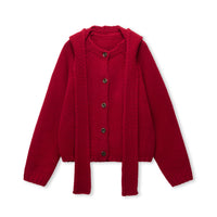 Noël Hooded Wool Scarf Cardigan