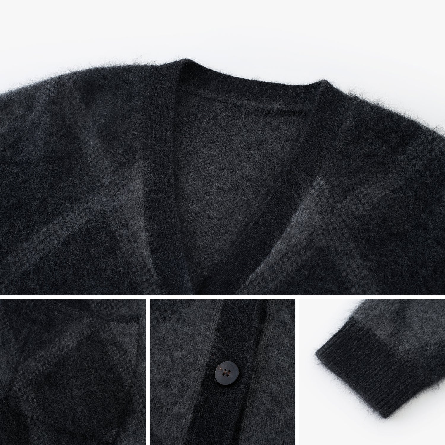 Argyle Wool-Blend V-Neck Cardigan