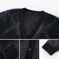 Argyle Wool-Blend V-Neck Cardigan