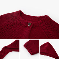 Scarf-Trim Wool Button Cardigan