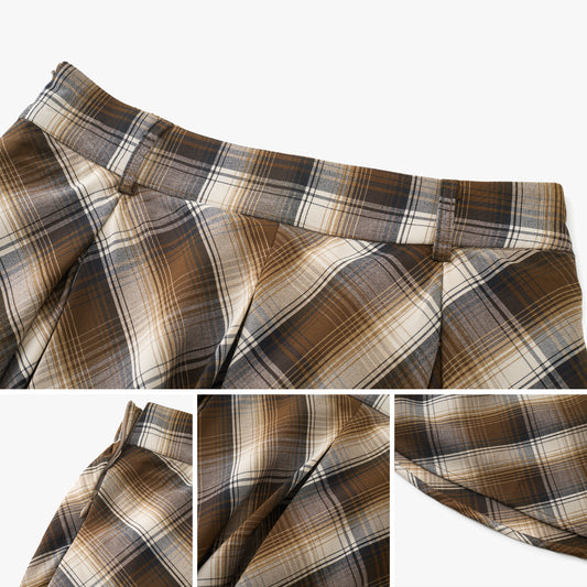 Bias-Cut Plaid Midi Skirt