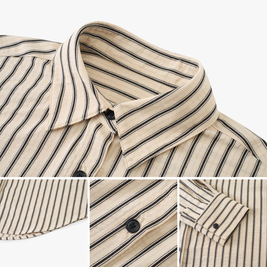Pinstripe Relaxed Cotton-Blend Button-Up Shirt