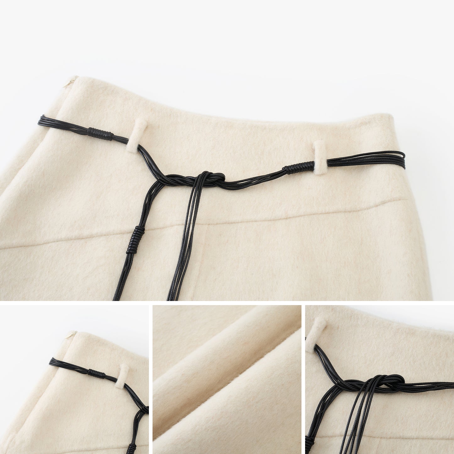Tie-Belt Wool-Blend Wrap Skirt