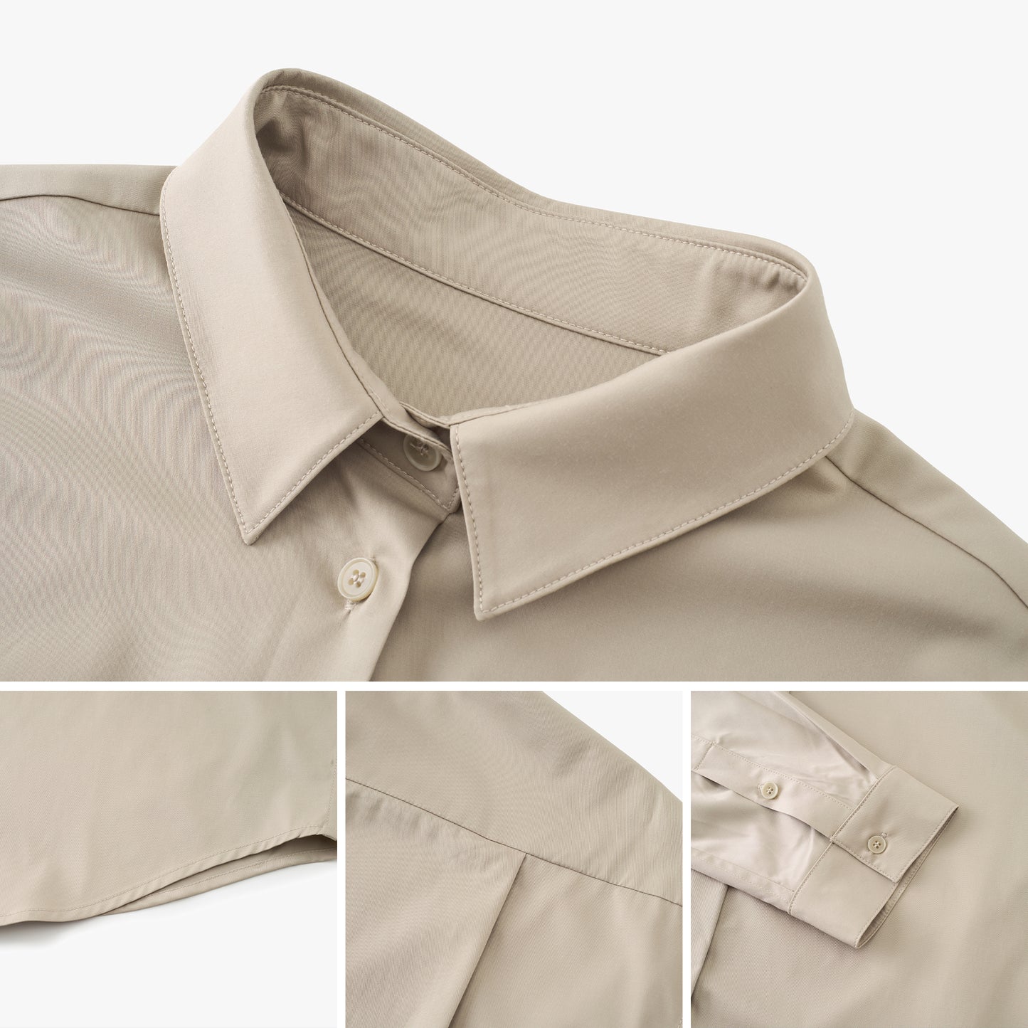 Fluid Oversized Mugwort-Blend Point-Collar Shirt