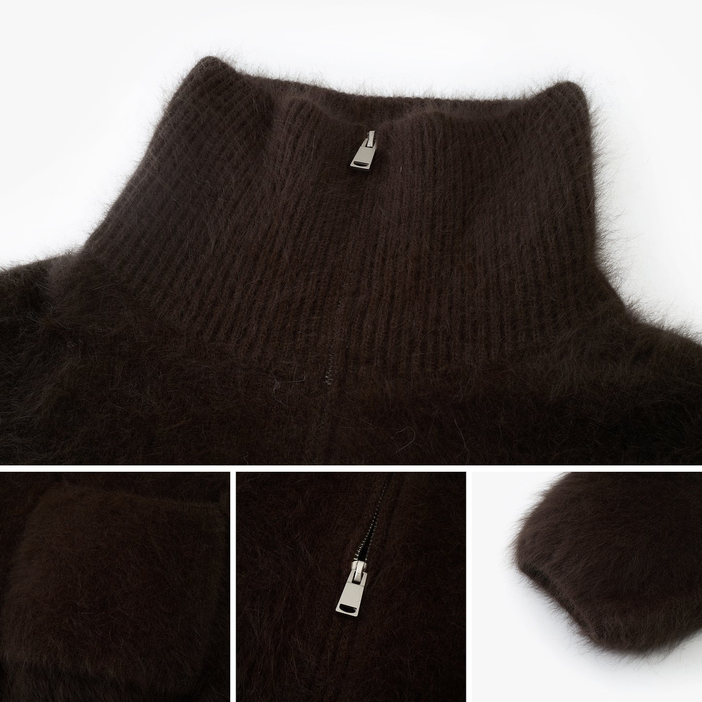 Brushed Specialty-Fiber Blend Zip-Up Knit Jacket
