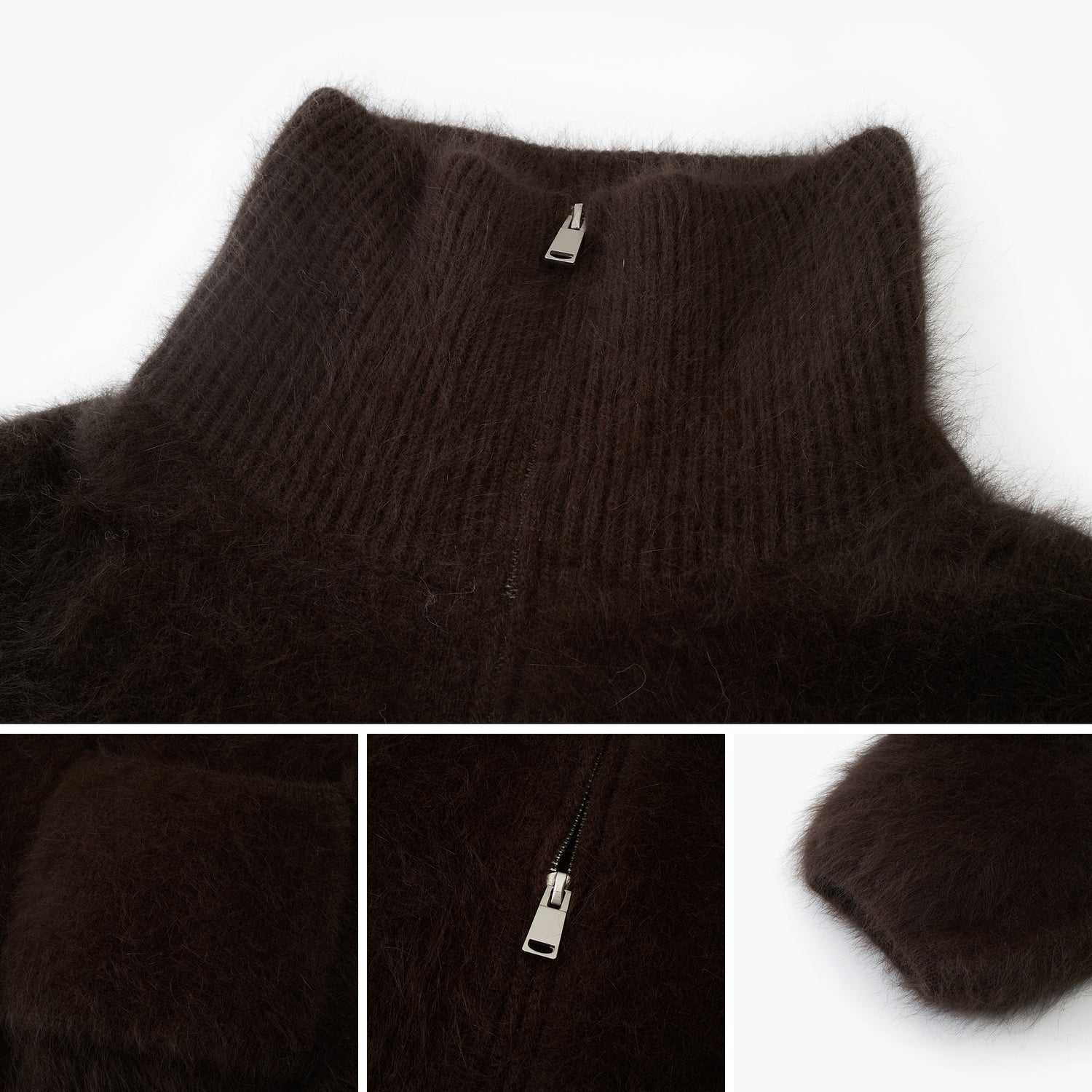 Brushed Specialty-Fiber Blend Zip-Up Knit Jacket