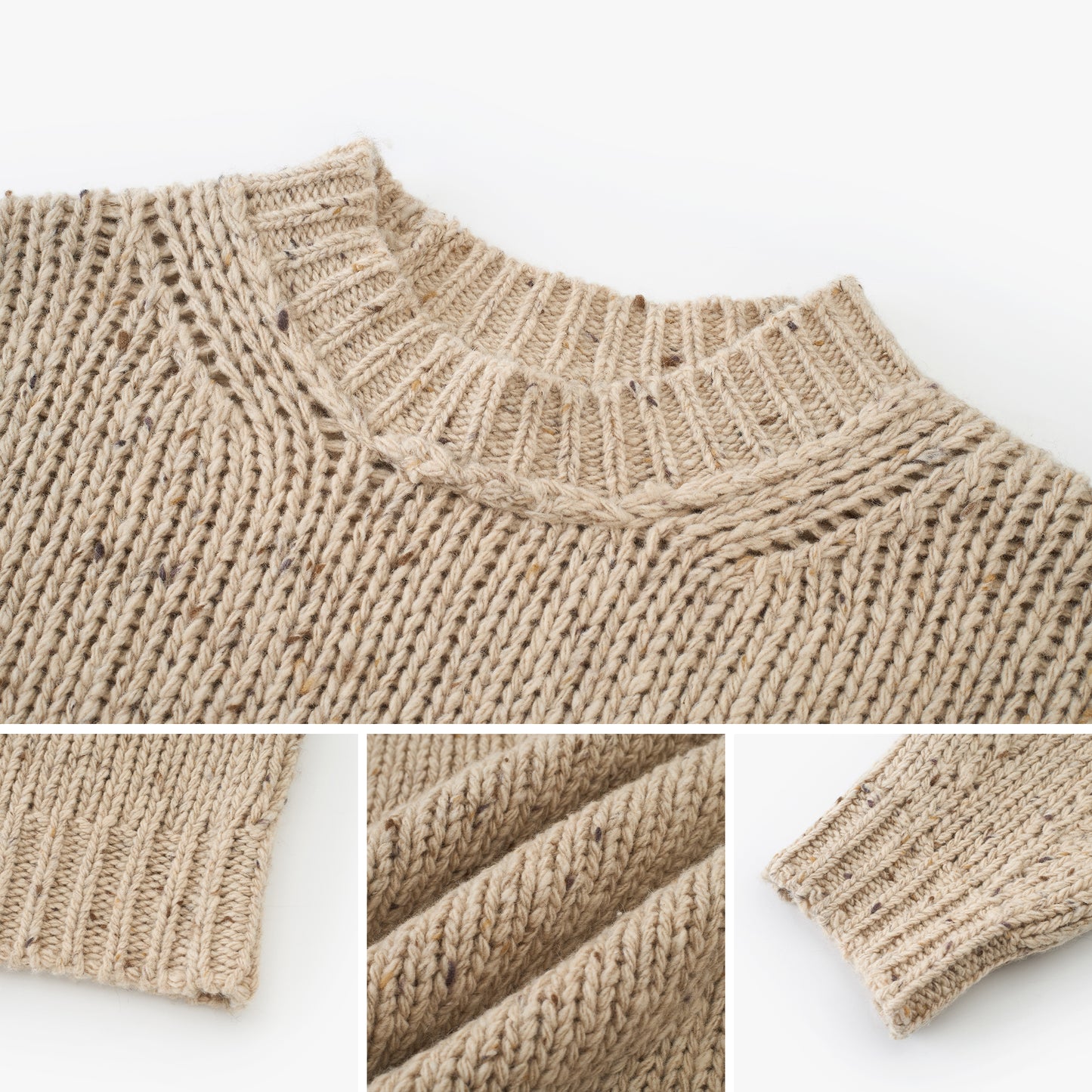 Marl-Knit Wool Crewneck Sweater