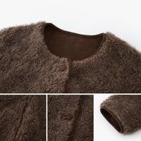 Shearling Button-Front Cropped Jacket