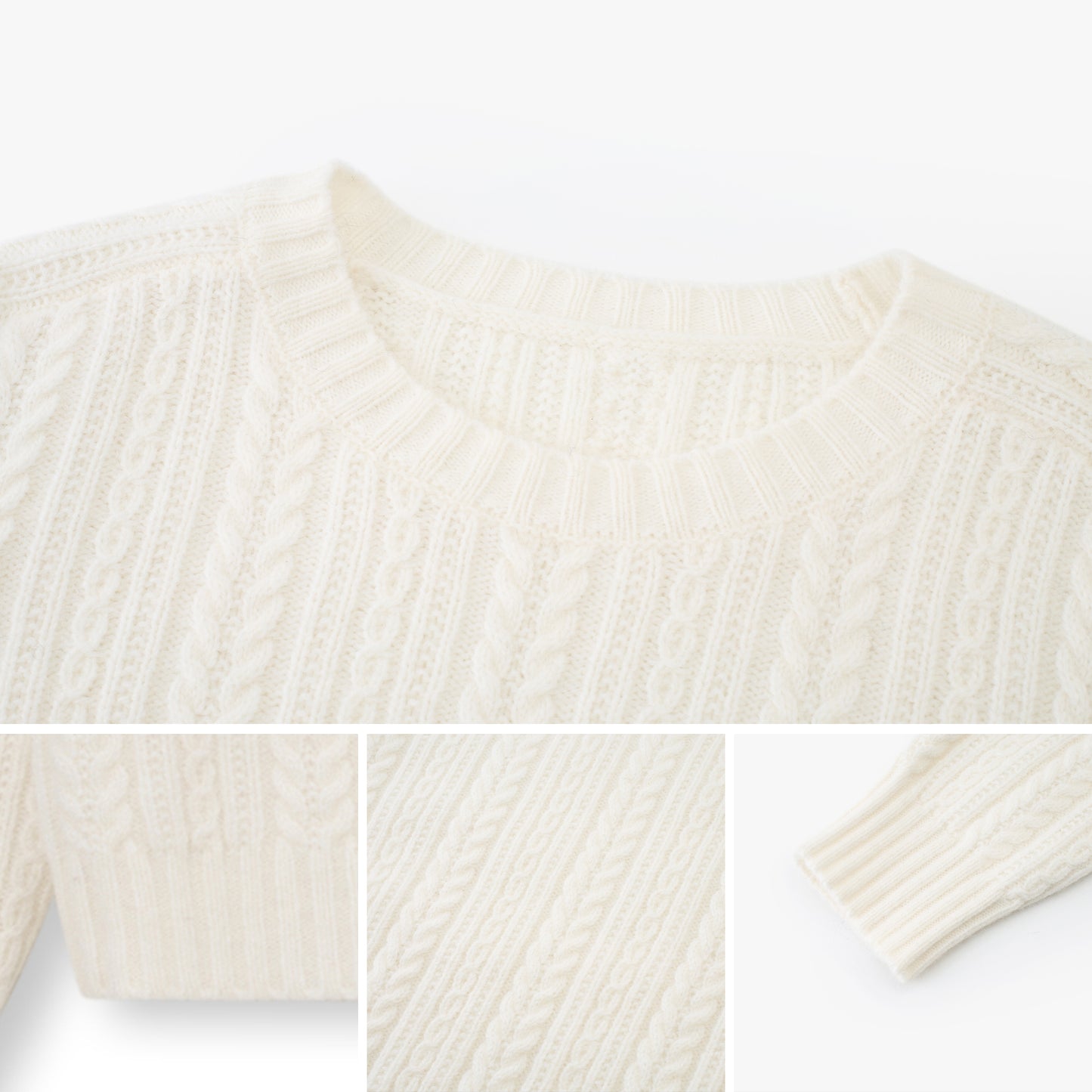 Cable-Knit Wool-Blend Crewneck Sweater