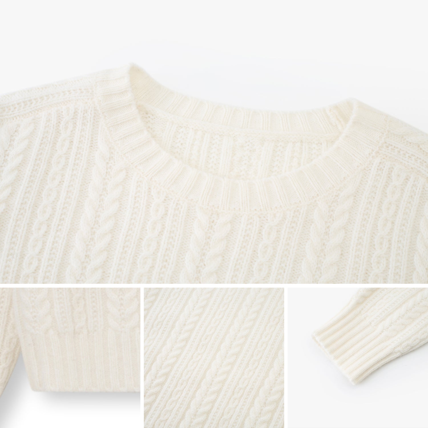 Cable-Knit Wool-Blend Crewneck Sweater