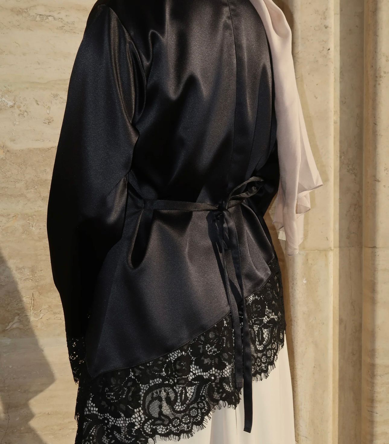 lace-trim-asymmetric-satin-tunic