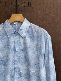 Washed Floral Texture Long-Sleeve Shirt