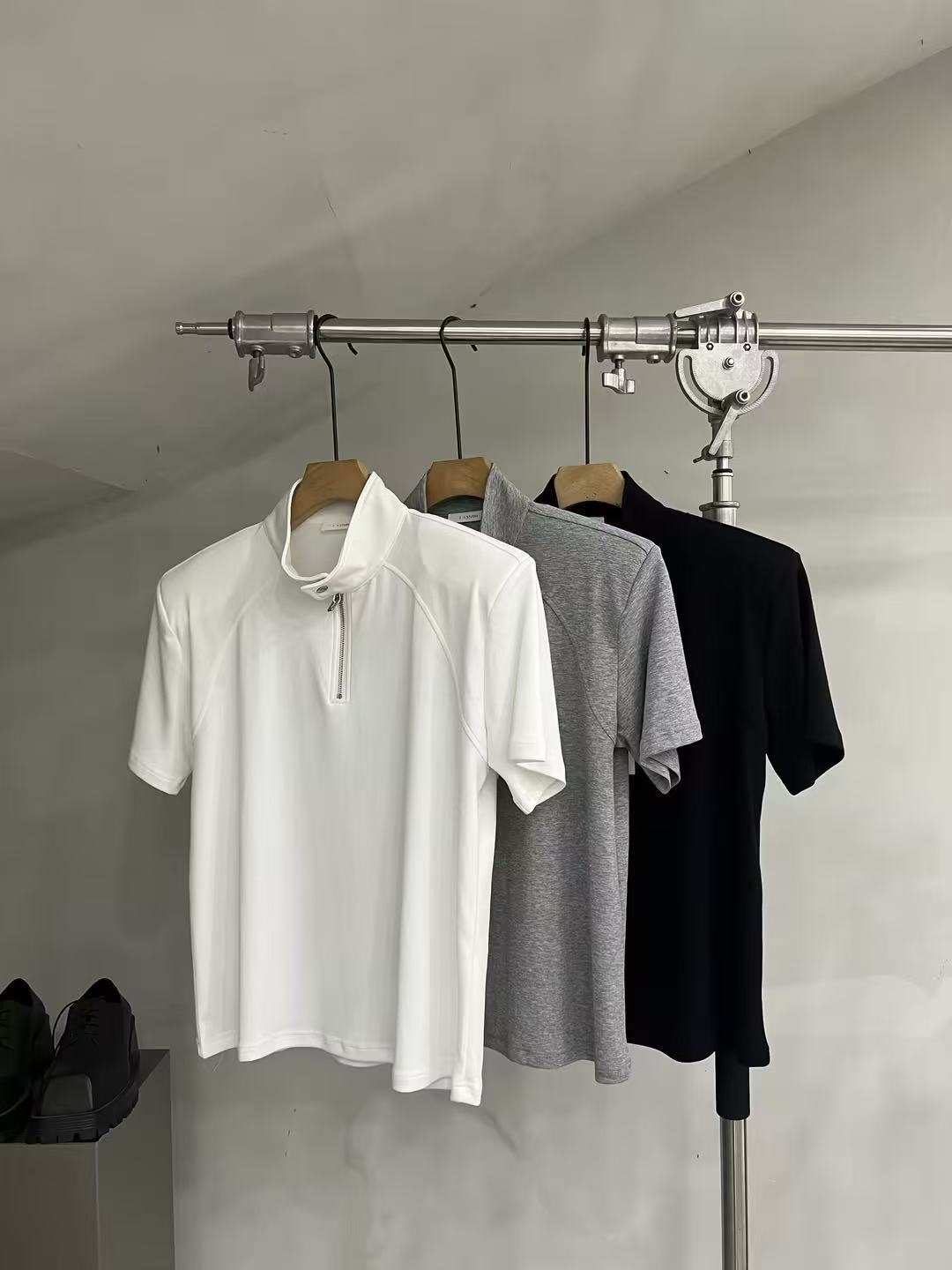 Half-Zip Mock-Neck Stretch Tee