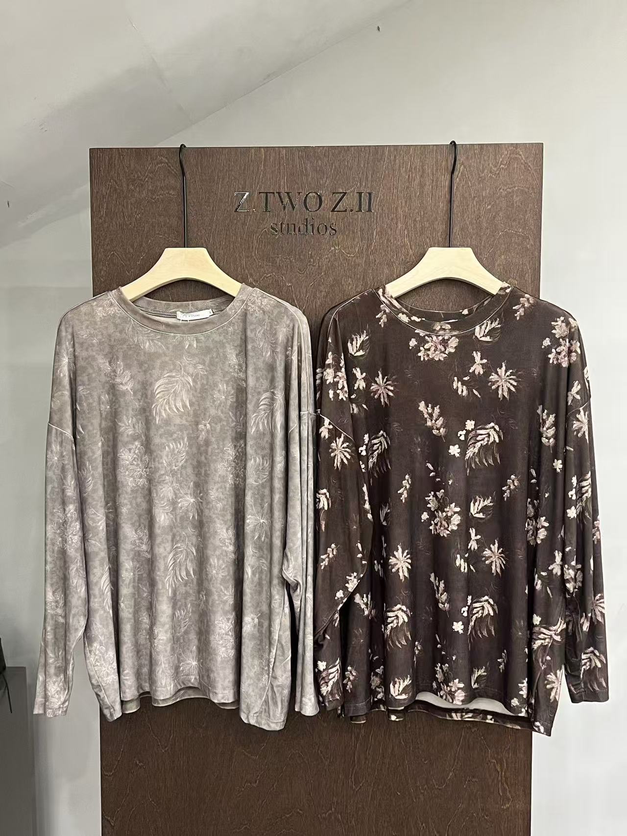 Washed Botanical Relaxed Long-Sleeve Tee
