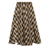 Bias-Cut Plaid Midi Skirt