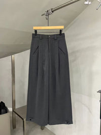 Pleated Relaxed Cropped Wide-Leg Trousers