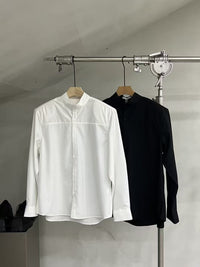Clean Mandarin-Collar Relaxed Shirt