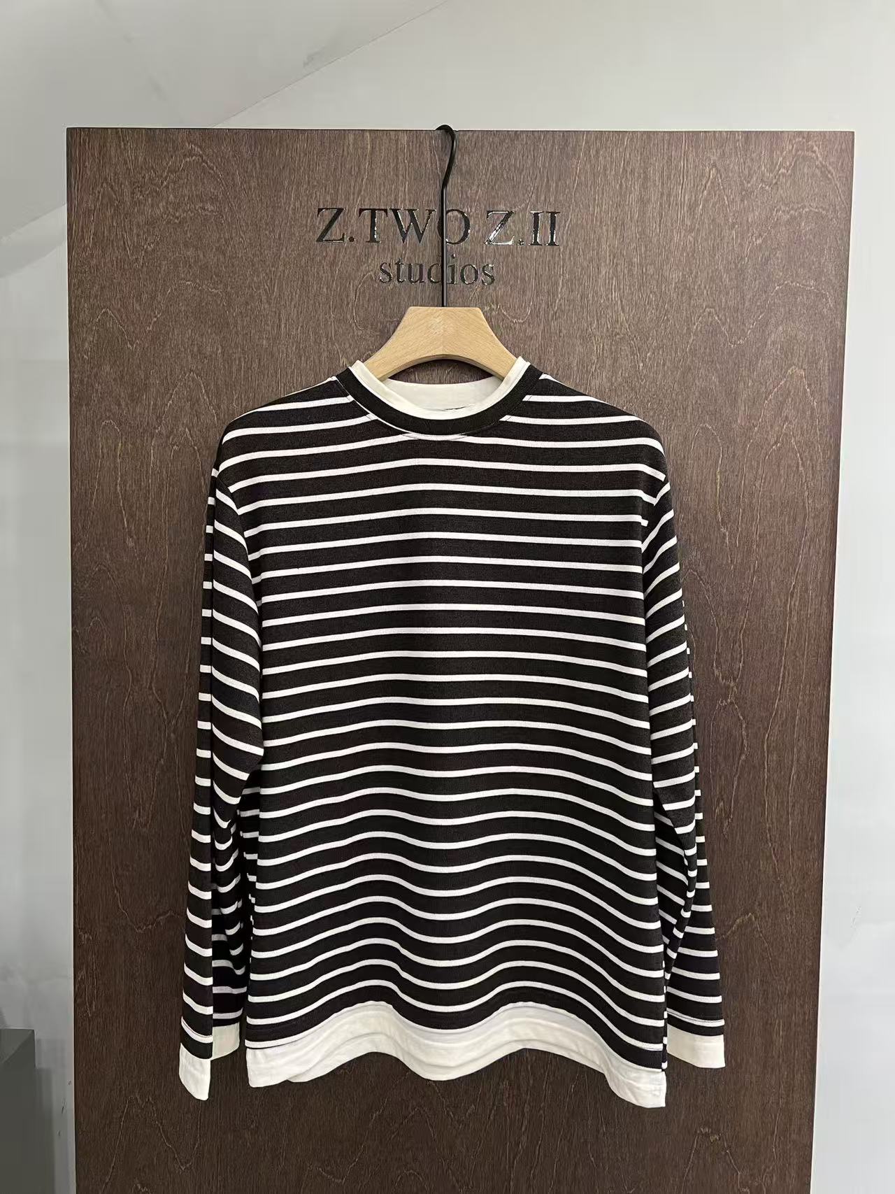 Relaxed Striped Knit Long-Sleeve Top