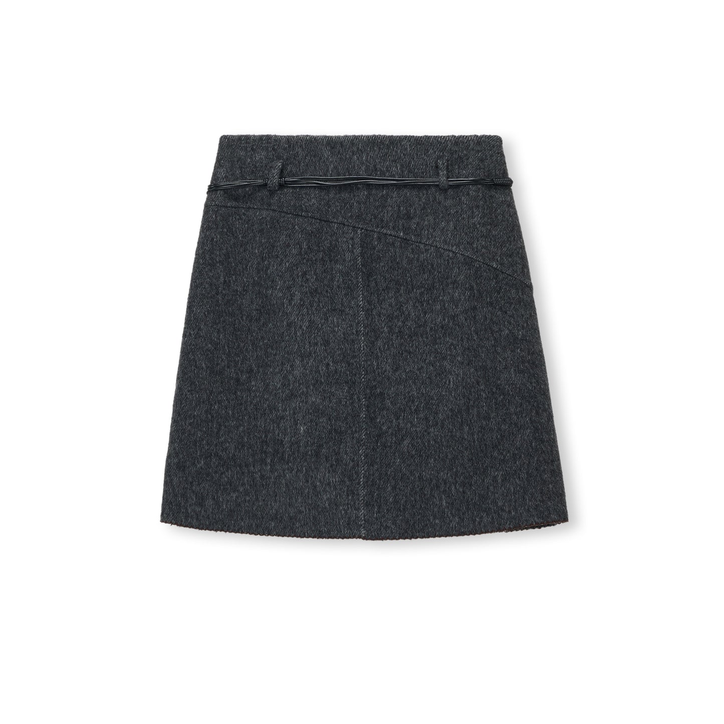 Tie-Belt Wool-Blend Wrap Skirt