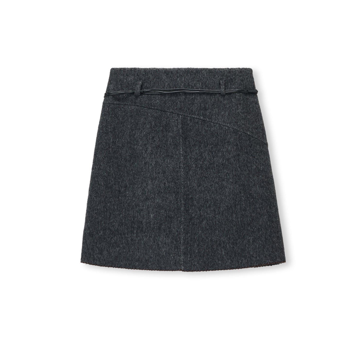Tie-Belt Wool-Blend Wrap Skirt