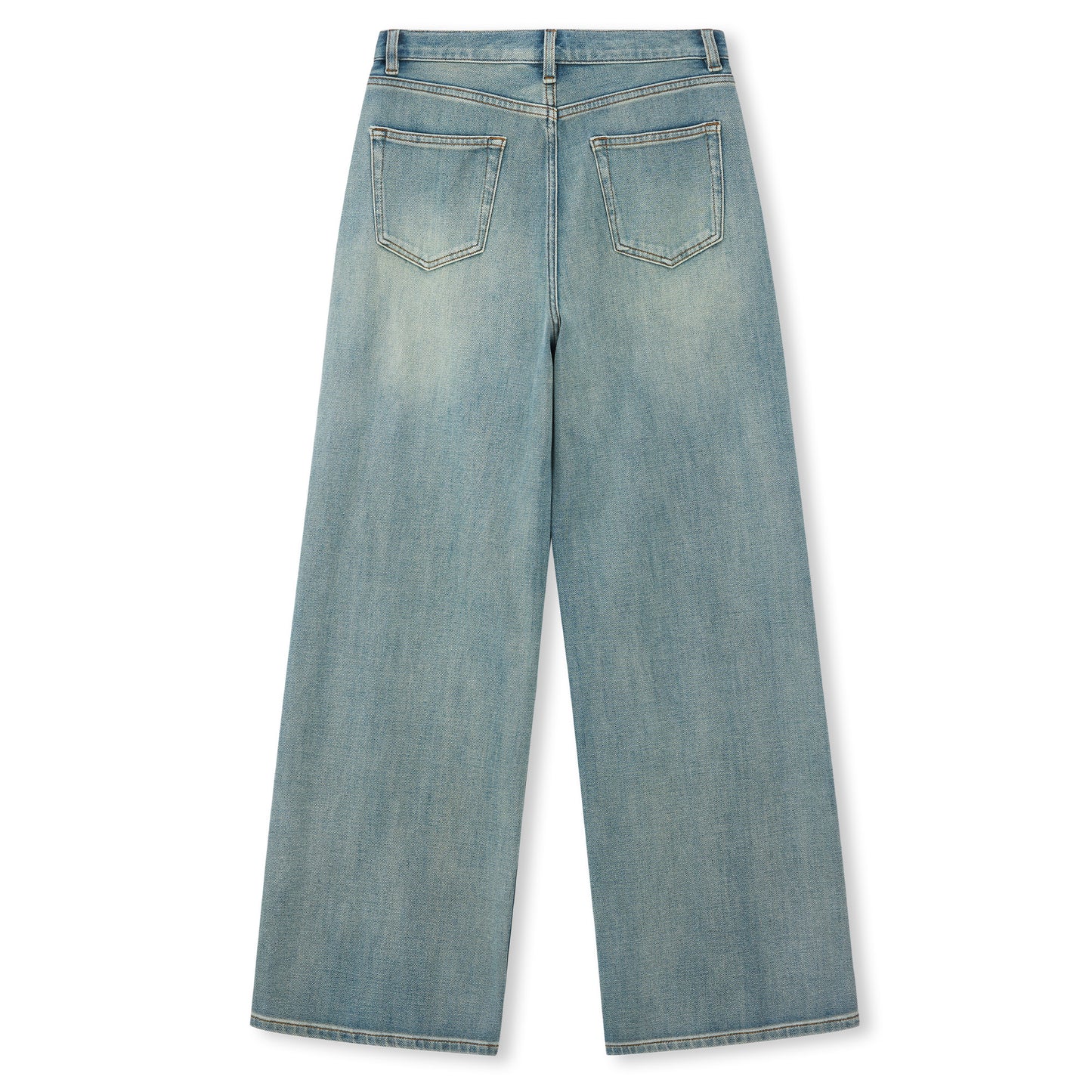 Washed High-Rise Cotton-Blend Wide-Leg Jeans