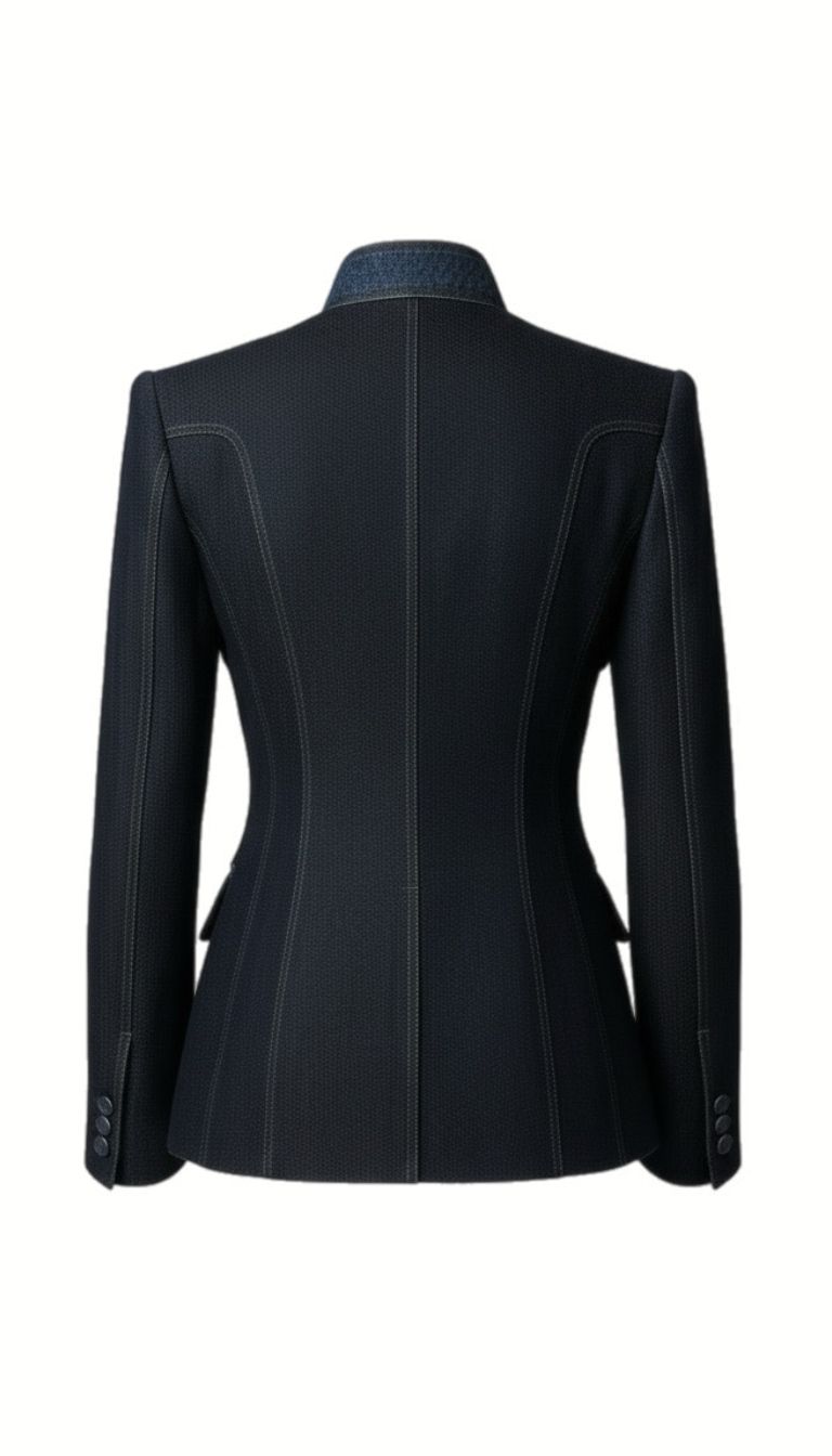 Cord-Trim Sculpted Stand-Collar Jacket